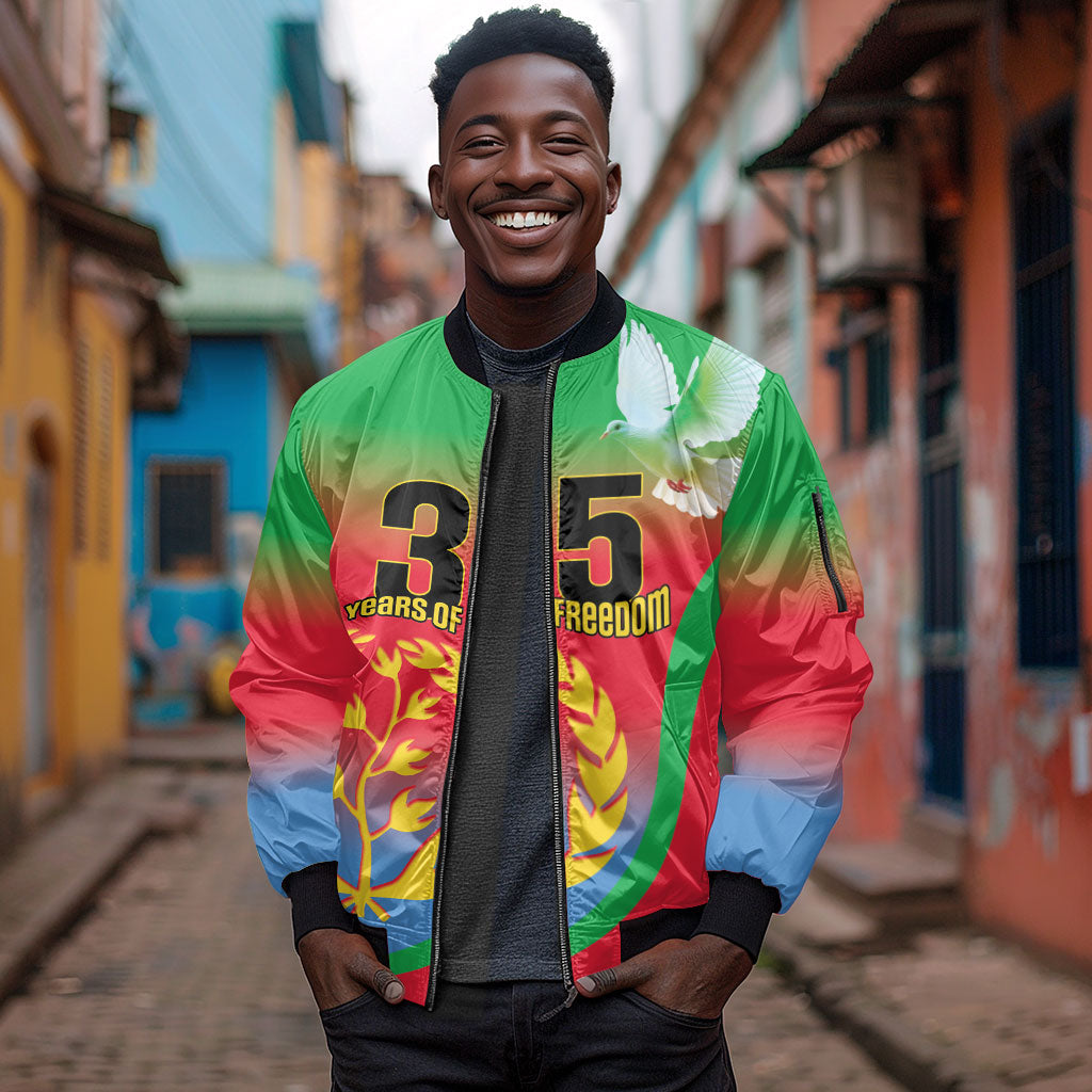 Eritrea 35th Anniversary Sleeve Zip Bomber Jacket May 24 1991-2026 Proud To Be Eritrean