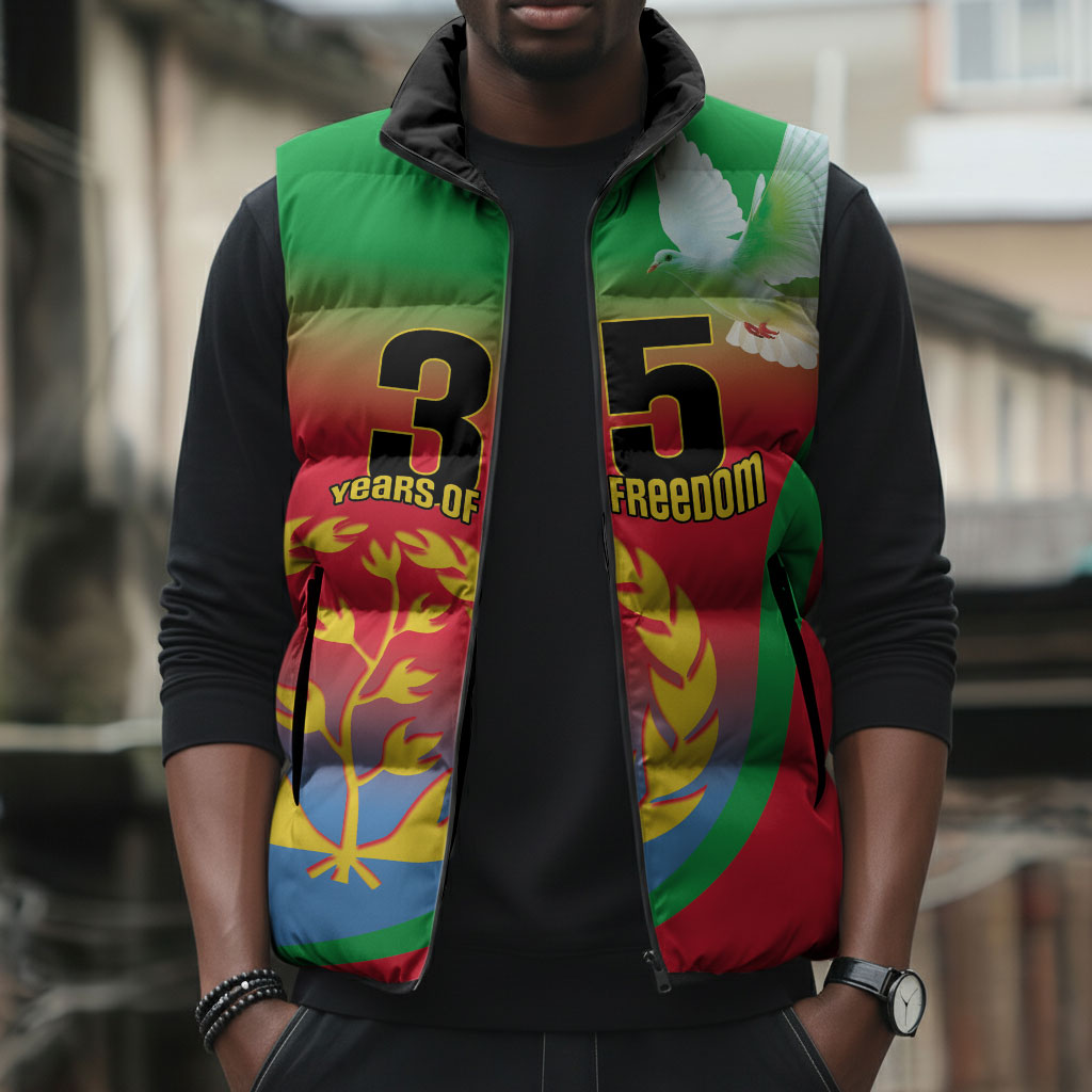 Eritrea 35th Anniversary Sleeveless Puffer Jacket May 24 1991-2026 Proud To Be Eritrean