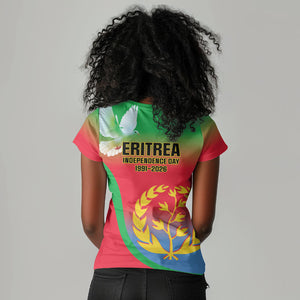 Eritrea 35th Anniversary Women V-Neck T-Shirt May 24 1991-2026 Proud To Be Eritrean