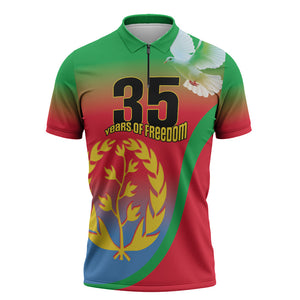Eritrea 35th Anniversary Zipper Polo Shirt May 24 1991-2026 Proud To Be Eritrean