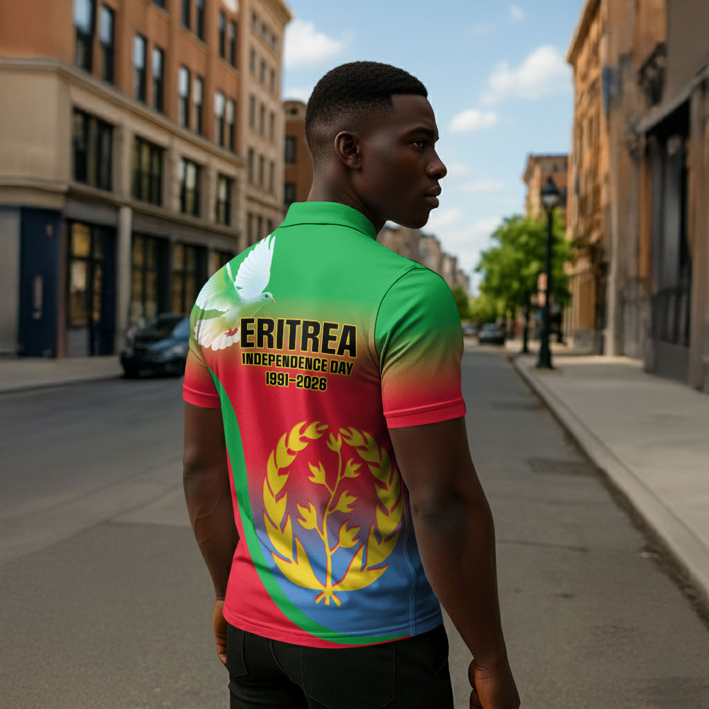Eritrea 35th Anniversary Zipper Polo Shirt May 24 1991-2026 Proud To Be Eritrean