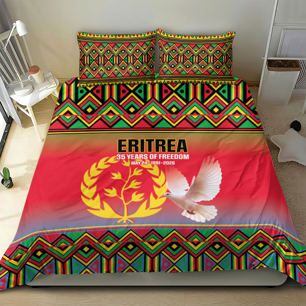Eritrea 35 Years Of Independence Bedding Set 1991-2026 Freedom Legacy Pride
