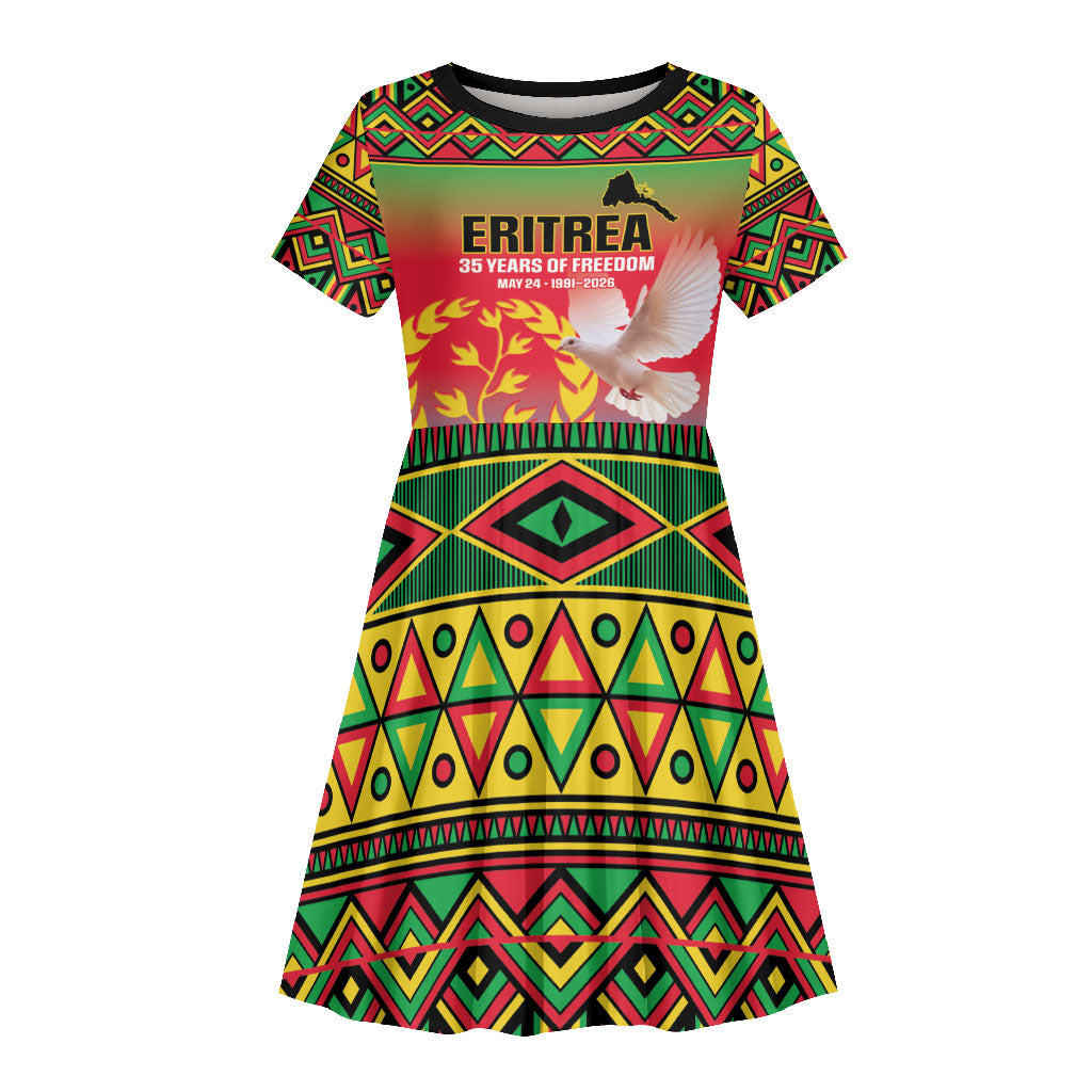 Eritrea 35 Years Of Independence Kid Short Sleeve Dress 1991-2026 Freedom Legacy Pride