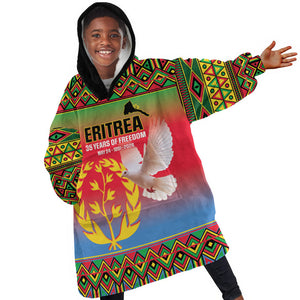Eritrea 35 Years Of Independence Kid Wearable Blanket Hoodie 1991-2026 Freedom Legacy Pride