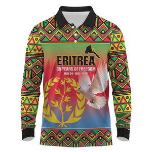 Eritrea 35 Years Of Independence Long Sleeve Polo Shirt 1991-2026 Freedom Legacy Pride