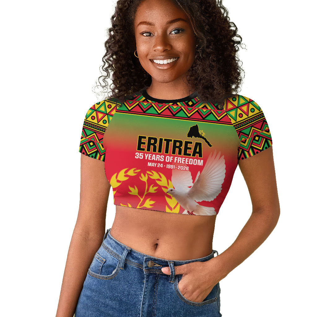 Eritrea 35 Years Of Independence Raglan Cropped T shirt 1991-2026 Freedom Legacy Pride