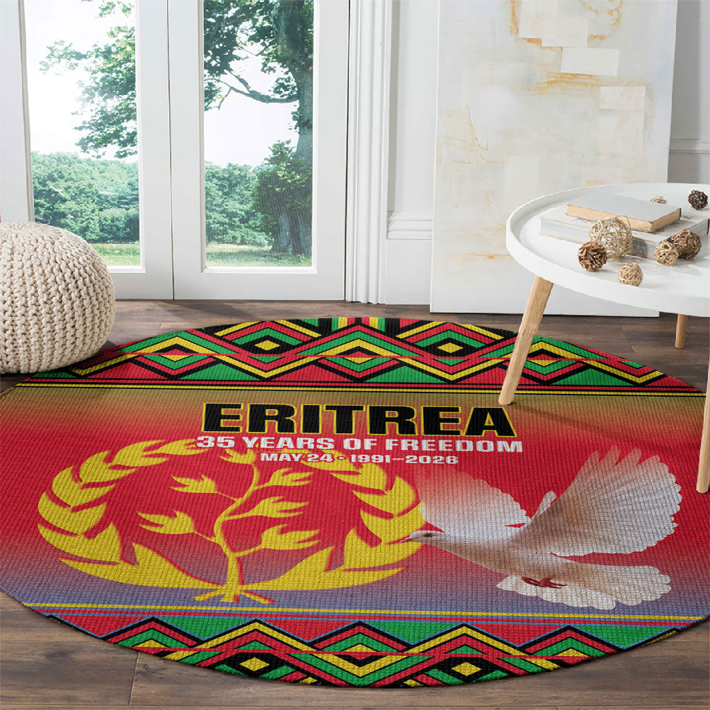 Eritrea 35 Years Of Independence Round Carpet 1991-2026 Freedom Legacy Pride
