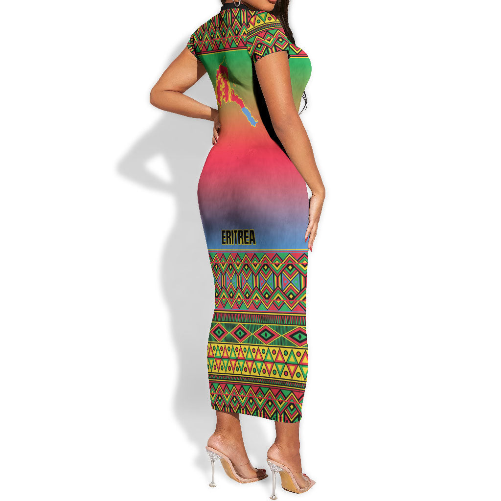 Eritrea 35 Years Of Independence Short Sleeve Bodycon Dress 1991-2026 Freedom Legacy Pride