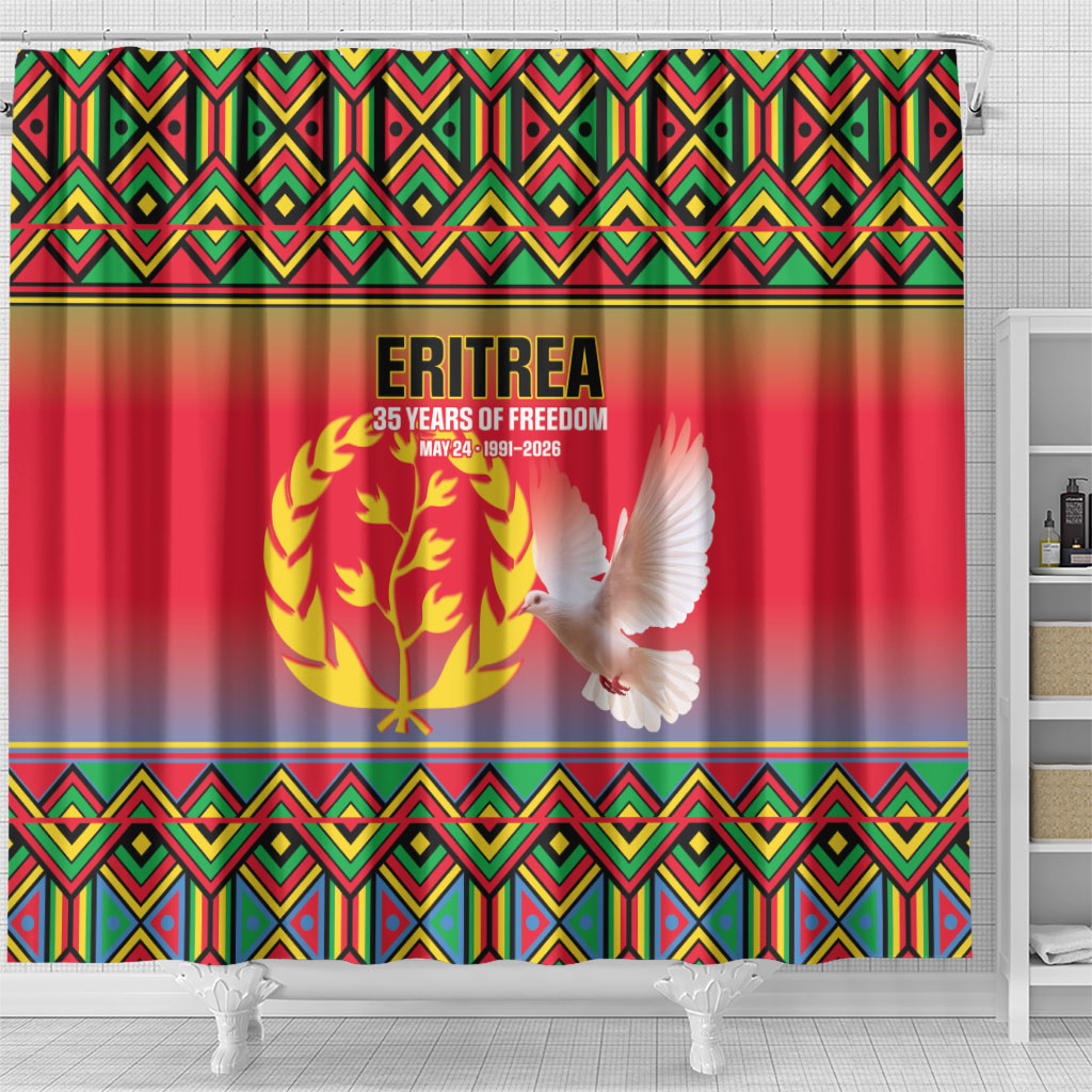 Eritrea 35 Years Of Independence Shower Curtain 1991-2026 Freedom Legacy Pride