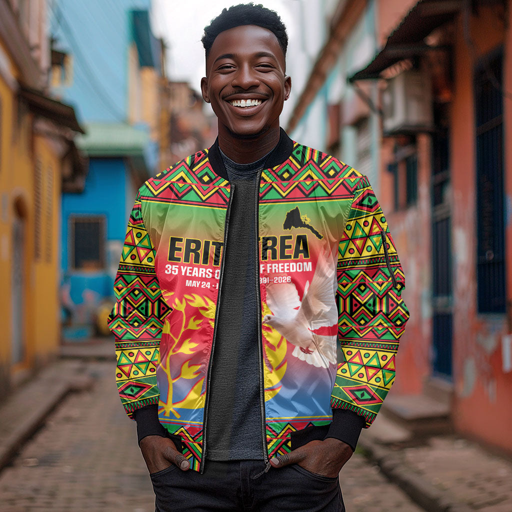 Eritrea 35 Years Of Independence Sleeve Zip Bomber Jacket 1991-2026 Freedom Legacy Pride