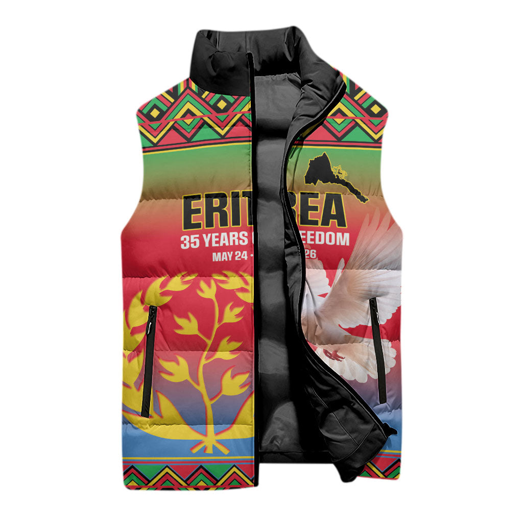 Eritrea 35 Years Of Independence Sleeveless Puffer Jacket 1991-2026 Freedom Legacy Pride