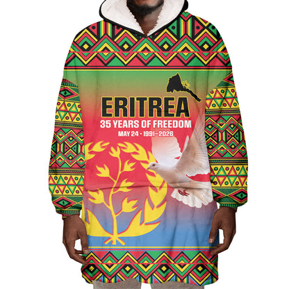 Eritrea 35 Years Of Independence Wearable Blanket Hoodie 1991-2026 Freedom Legacy Pride