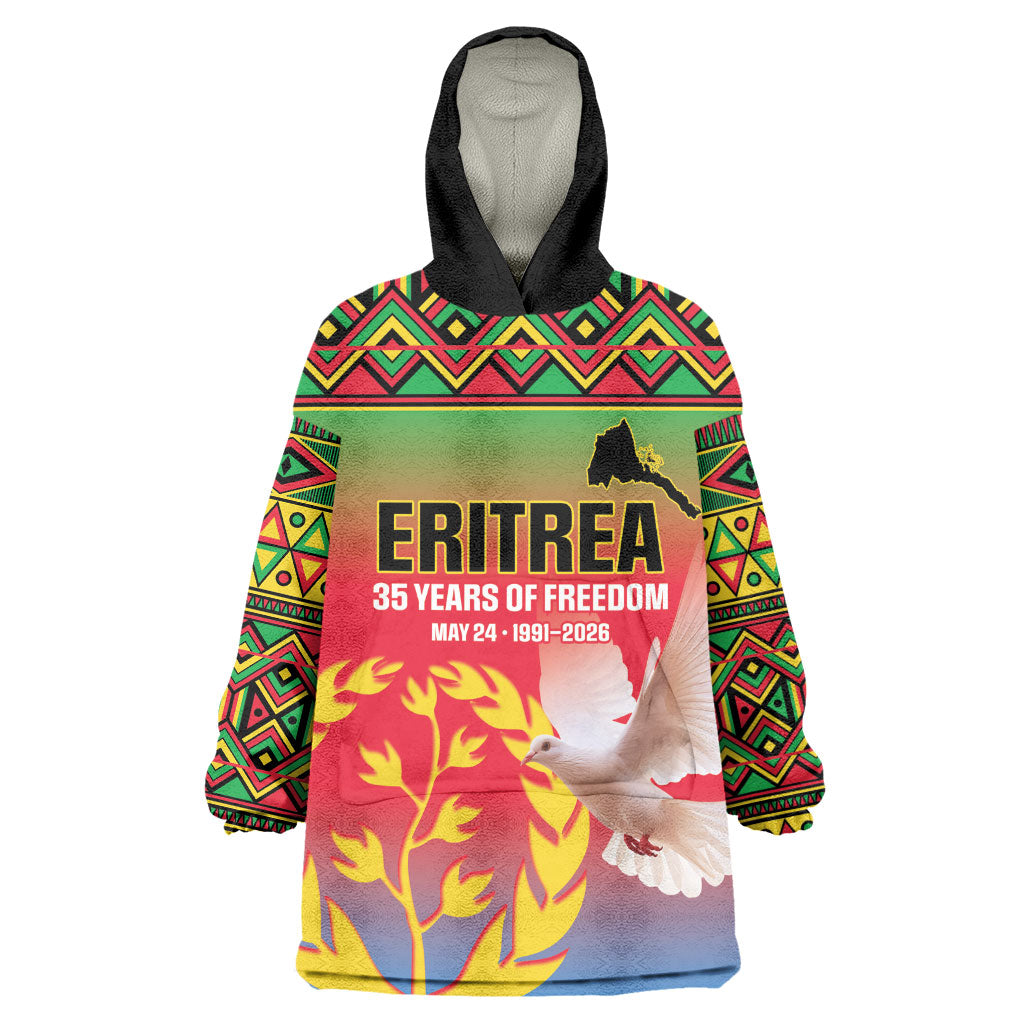 Eritrea 35 Years Of Independence Wearable Blanket Hoodie 1991-2026 Freedom Legacy Pride