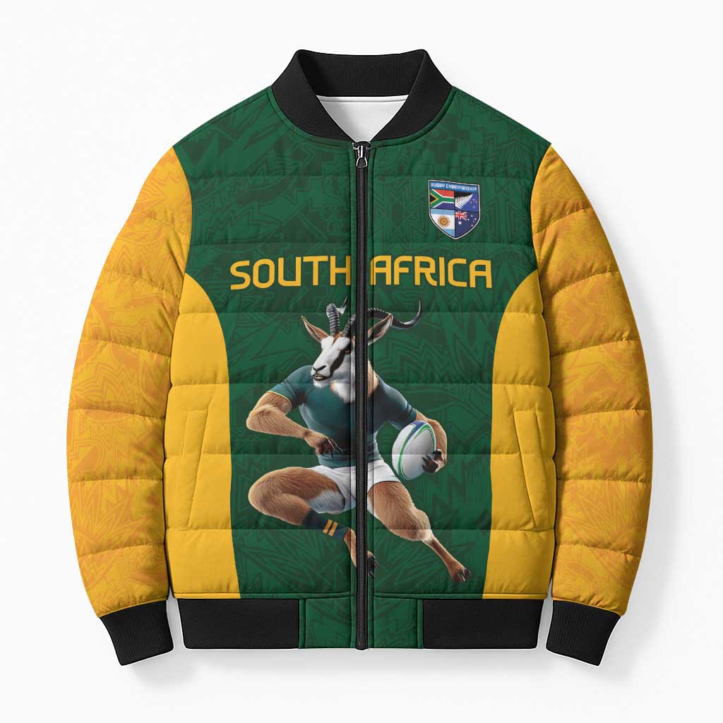 South Africa Rugby Custom Bomber Puffer Jacket Glory Be To Springboks