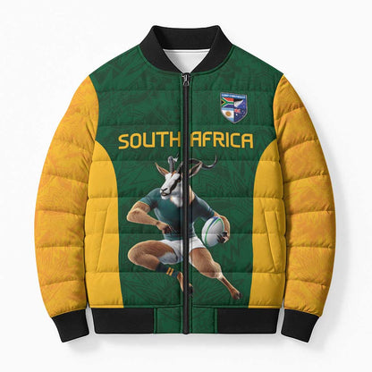South Africa Rugby Custom Bomber Puffer Jacket Glory Be To Springboks
