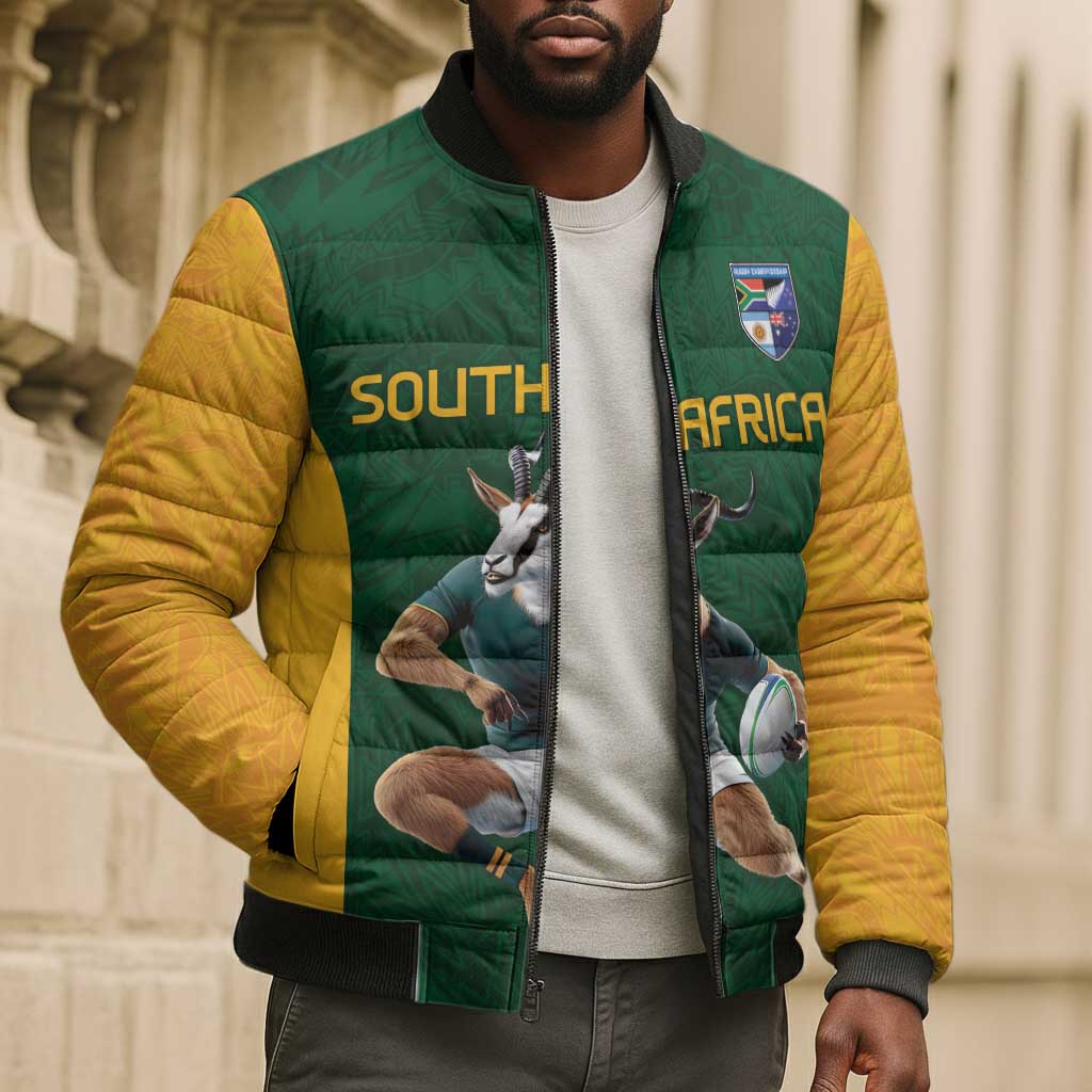 South Africa Rugby Custom Bomber Puffer Jacket Glory Be To Springboks