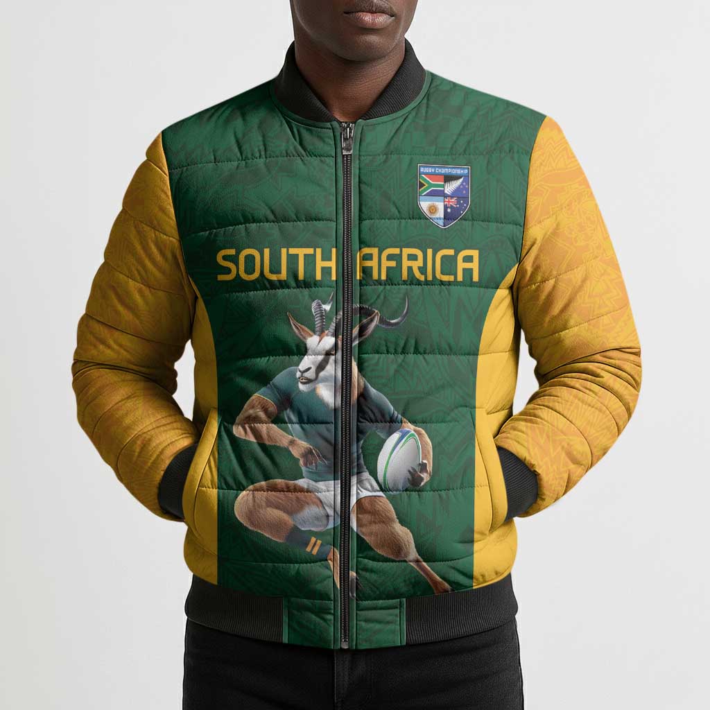 South Africa Rugby Custom Bomber Puffer Jacket Glory Be To Springboks