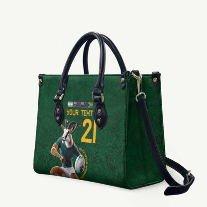 South Africa Rugby Custom Leather Bag Glory Be To Springboks