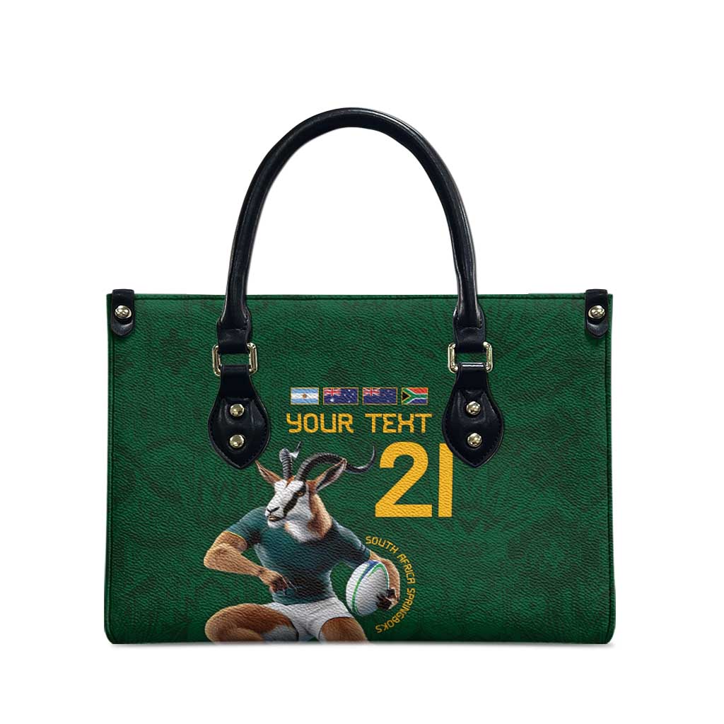 South Africa Rugby Custom Leather Bag Glory Be To Springboks