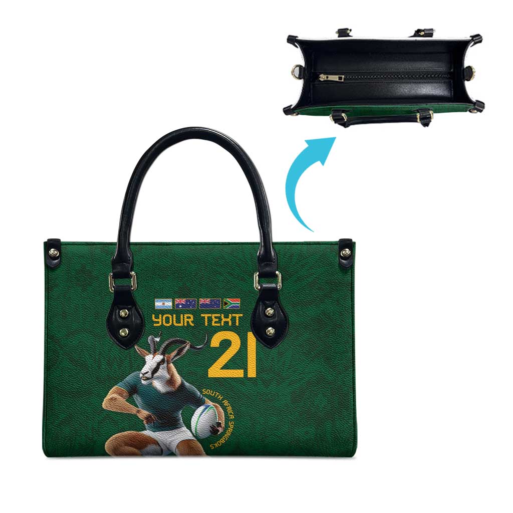 South Africa Rugby Custom Leather Bag Glory Be To Springboks