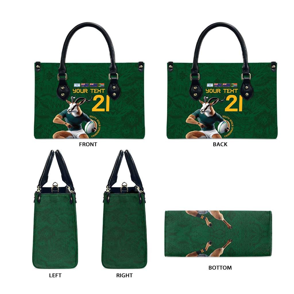South Africa Rugby Custom Leather Bag Glory Be To Springboks