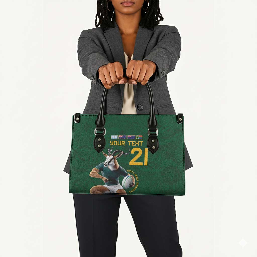 South Africa Rugby Custom Leather Bag Glory Be To Springboks