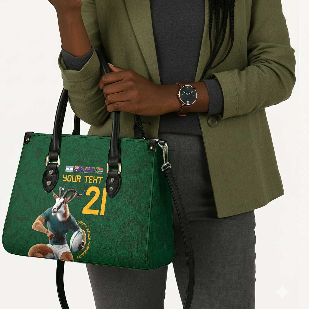 South Africa Rugby Custom Leather Bag Glory Be To Springboks