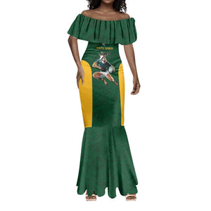 South Africa Rugby Custom Mermaid Dress Glory Be To Springboks - African Pride