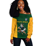 South Africa Rugby Custom Off Shoulder Sweater Glory Be To Springboks - African Pride