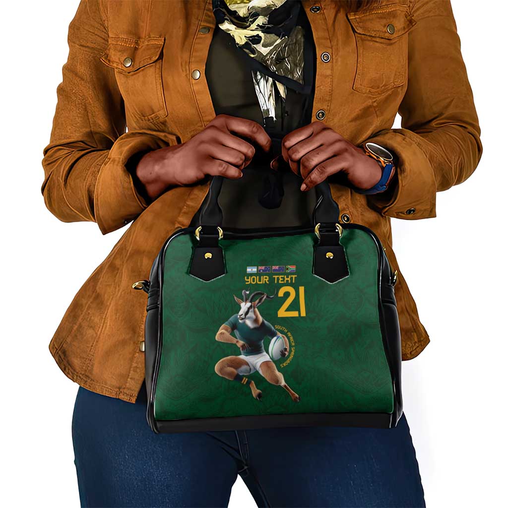 South Africa Rugby Custom Shoulder Handbag Glory Be To Springboks - African Pride