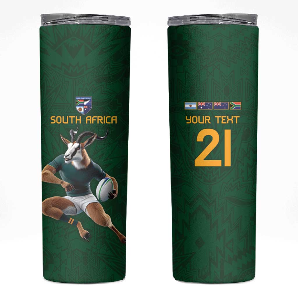 South Africa Rugby Custom Skinny Tumbler Glory Be To Springboks - African Pride