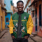 South Africa Rugby Custom Sleeve Zip Bomber Jacket Glory Be To Springboks - African Pride