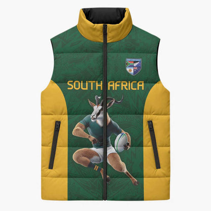 South Africa Rugby Custom Sleeveless Puffer Jacket Glory Be To Springboks