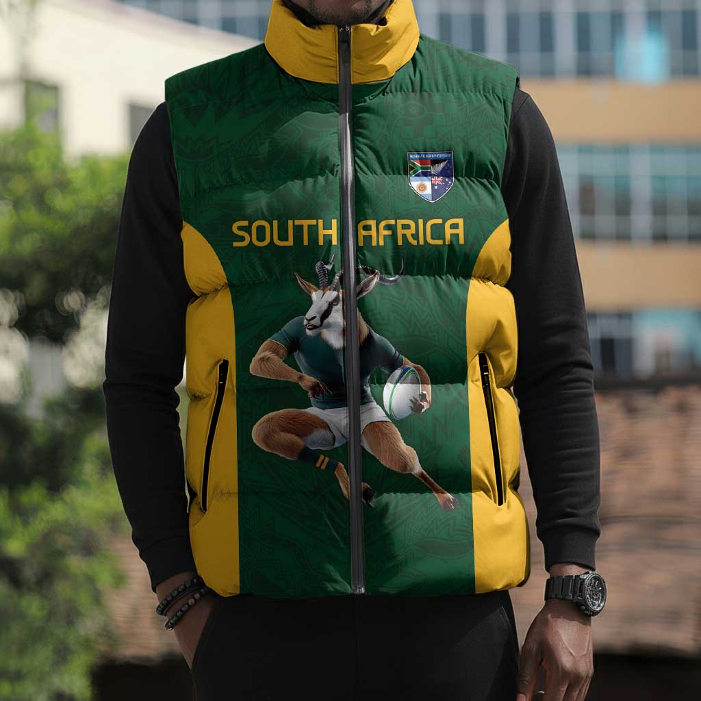 South Africa Rugby Custom Sleeveless Puffer Jacket Glory Be To Springboks