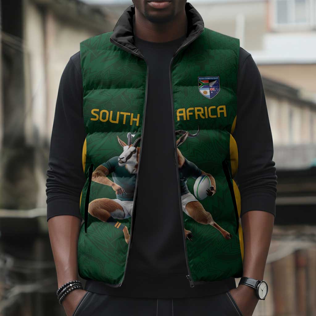 South Africa Rugby Custom Sleeveless Puffer Jacket Glory Be To Springboks