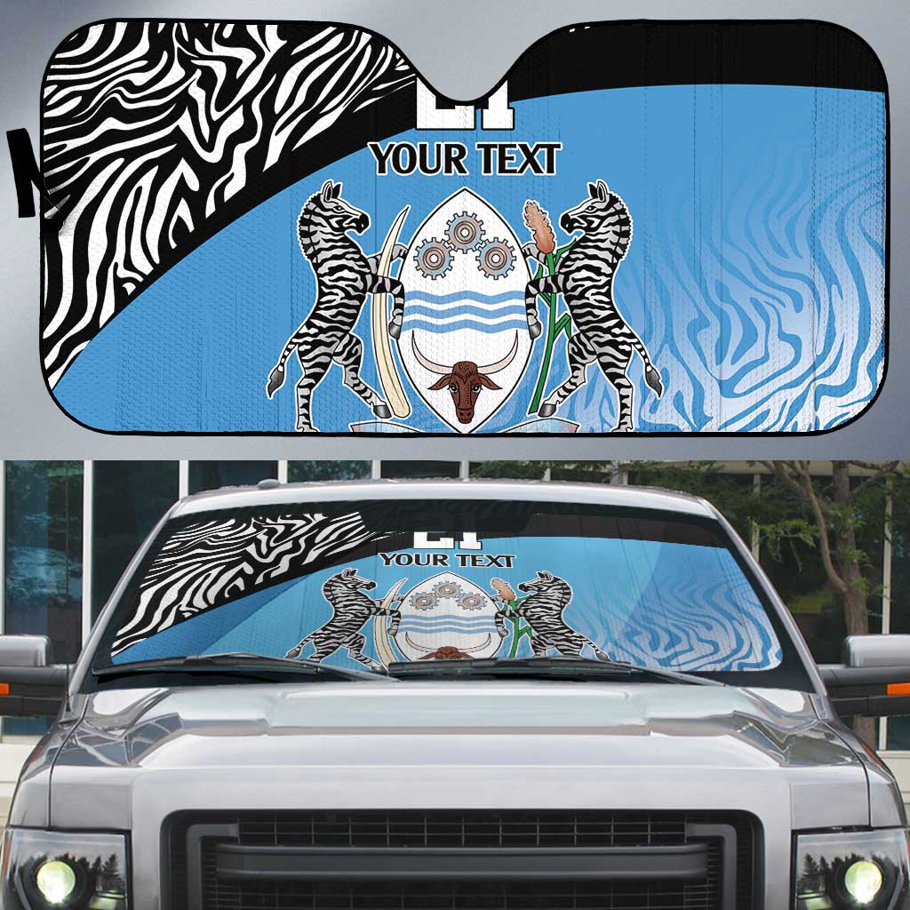 Botswana Cricket Custom Auto Sun Shade Baggy Blues African Zebra Skins Pattern