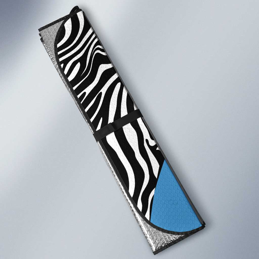 Botswana Cricket Custom Auto Sun Shade Baggy Blues African Zebra Skins Pattern