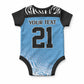 Botswana Cricket Custom Baby Onesie Baggy Blues African Zebra Skins Pattern
