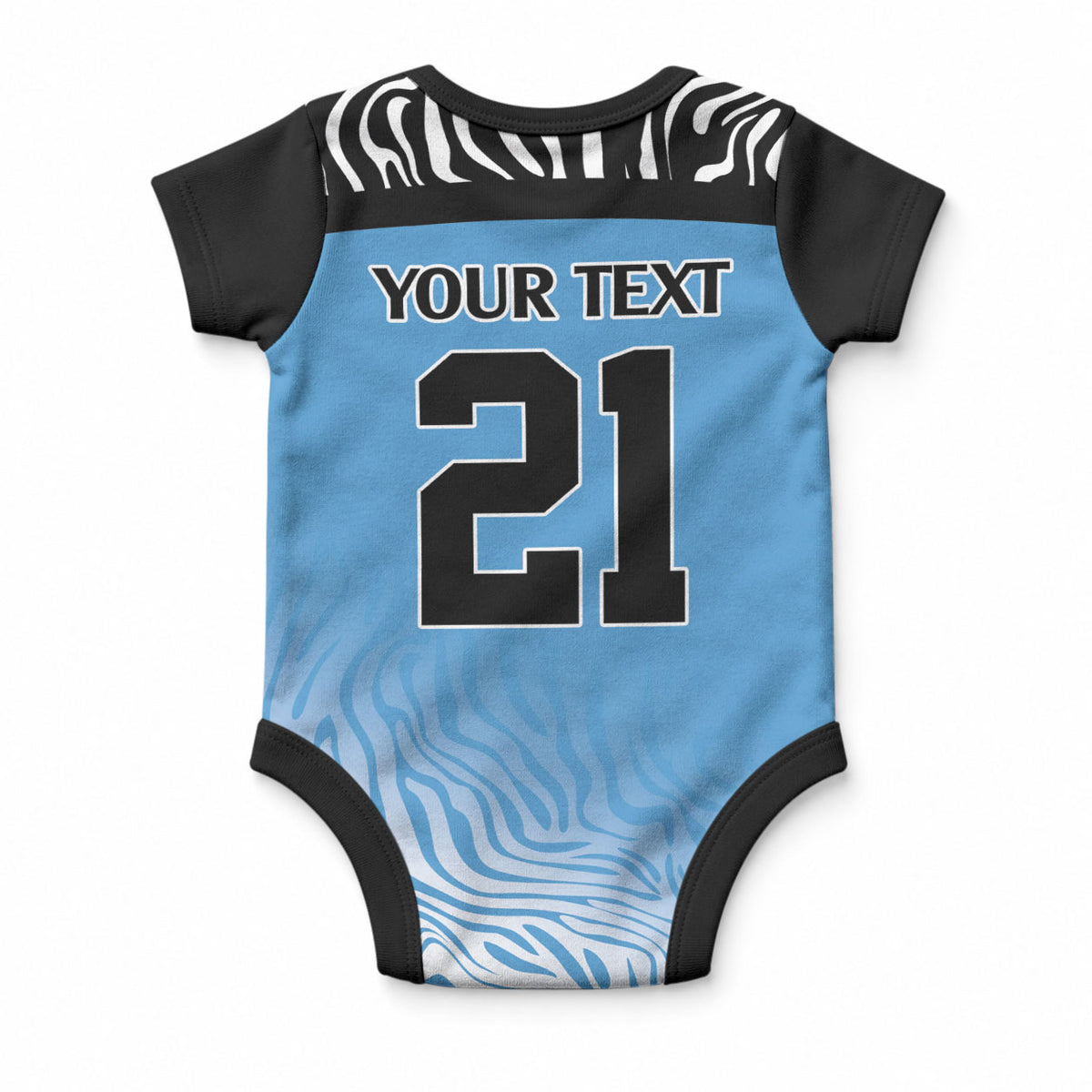 Botswana Cricket Custom Baby Onesie Baggy Blues African Zebra Skins Pattern