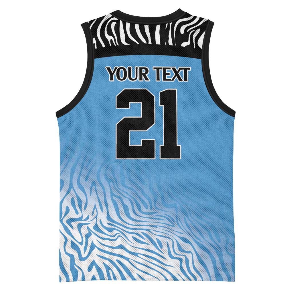 Botswana Cricket Custom Basketball Jersey Baggy Blues African Zebra Skins Pattern LT9