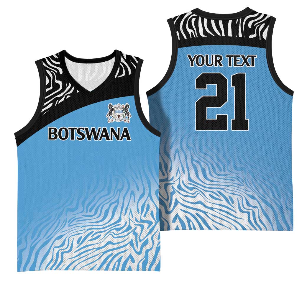 Botswana Cricket Custom Basketball Jersey Baggy Blues African Zebra Skins Pattern LT9