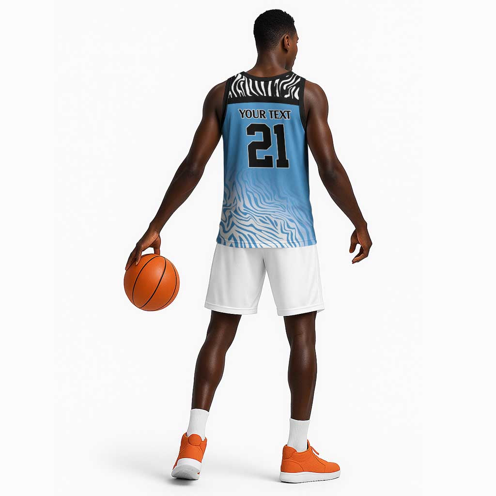Botswana Cricket Custom Basketball Jersey Baggy Blues African Zebra Skins Pattern LT9