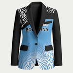 Botswana Cricket Custom Blazer Baggy Blues African Zebra Skins Pattern