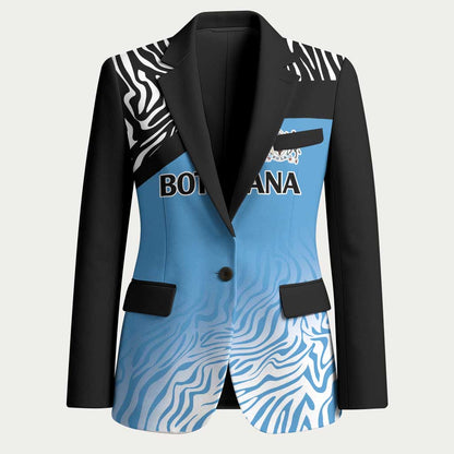 Botswana Cricket Custom Blazer Baggy Blues African Zebra Skins Pattern