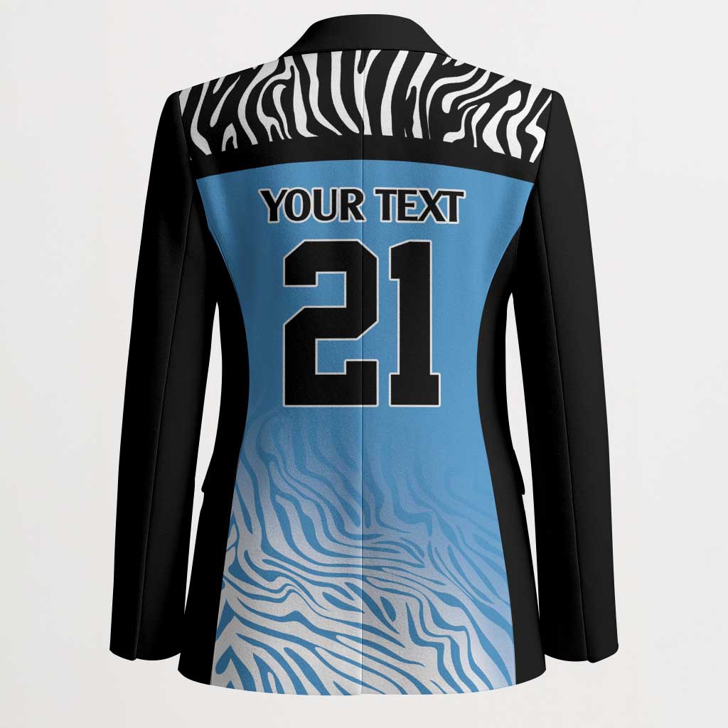 Botswana Cricket Custom Blazer Baggy Blues African Zebra Skins Pattern