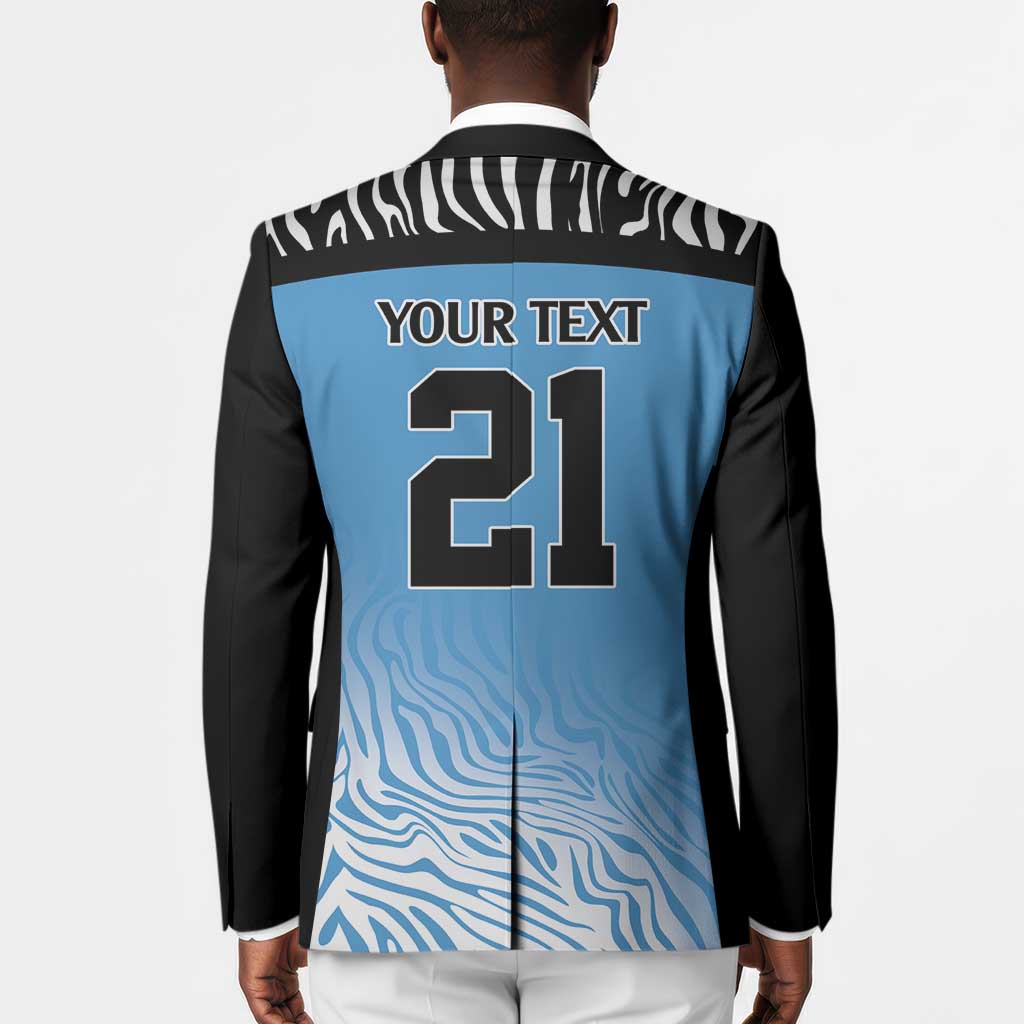 Botswana Cricket Custom Blazer Baggy Blues African Zebra Skins Pattern