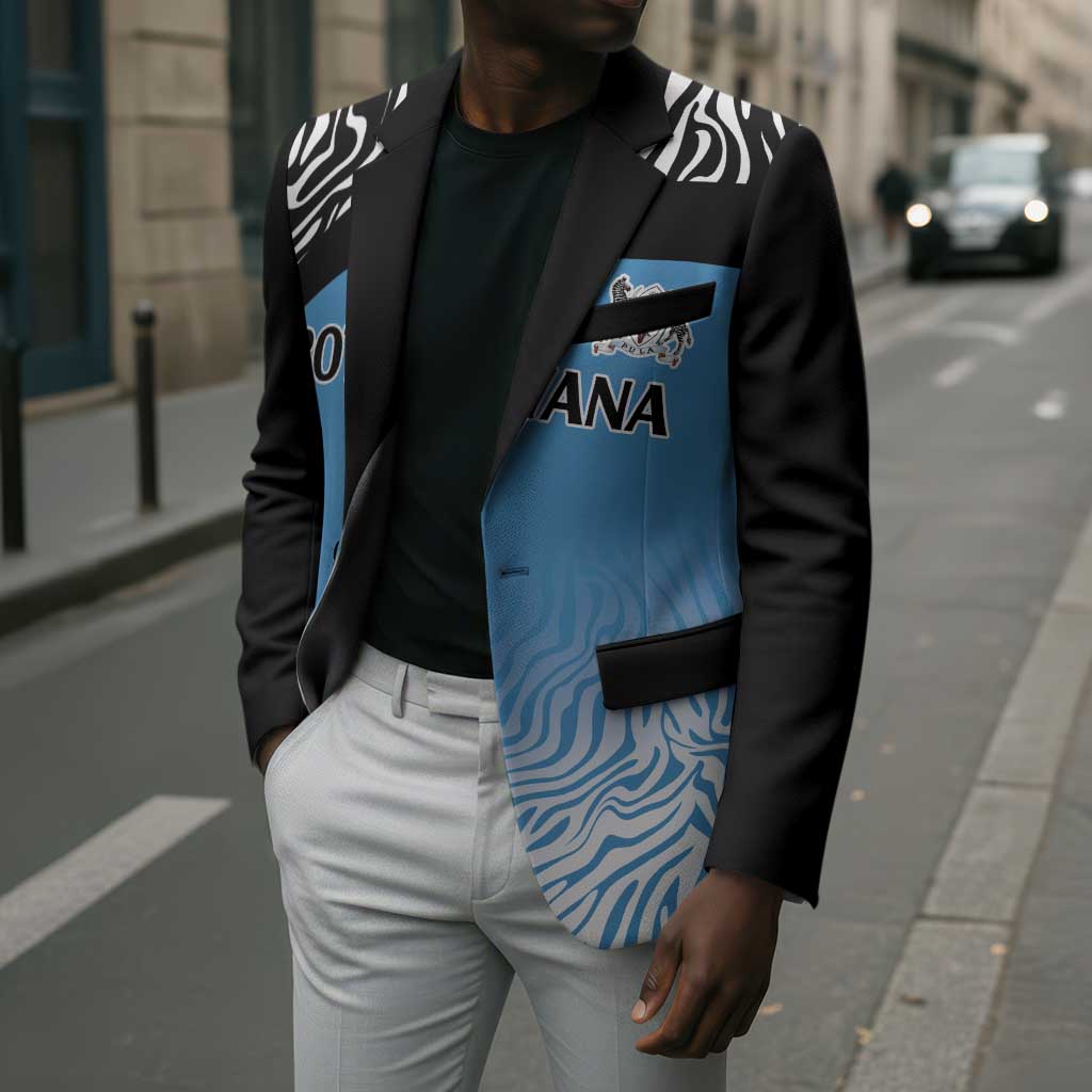 Botswana Cricket Custom Blazer Baggy Blues African Zebra Skins Pattern