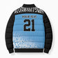 Botswana Cricket Custom Bomber Puffer Jacket Baggy Blues African Zebra Skins Pattern