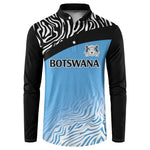 Botswana Cricket Custom Button Sweatshirt Baggy Blues African Zebra Skins Pattern