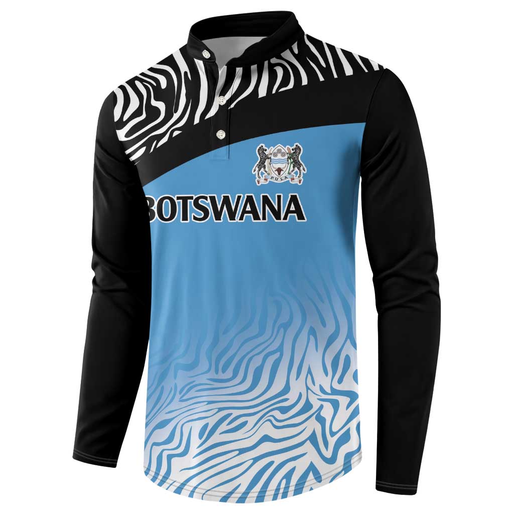 Botswana Cricket Custom Button Sweatshirt Baggy Blues African Zebra Skins Pattern